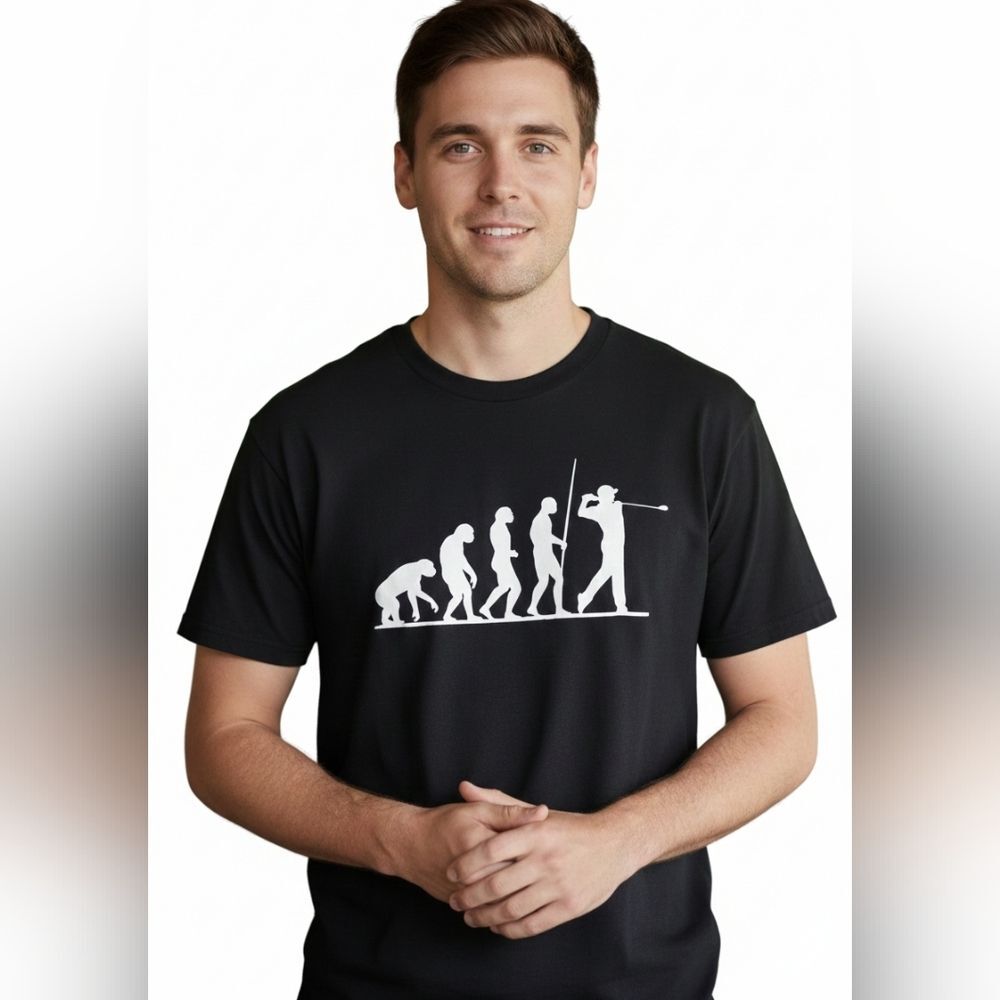 Bella Canvas Men's Black Golf Evolution Graphic T-Shirt Size Medium 🐈